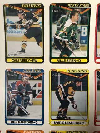 1990 - 91 OPC O - Pee - Chee complete set 528 cards UNCUT Sheet Panel 4