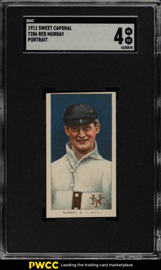 1909 - 11 T206 Red Murray Portrait Sgc 4 Vgex (pwcc)