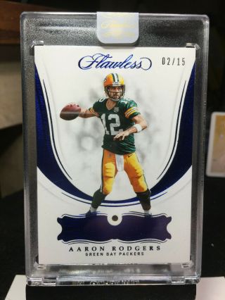 2018 Flawless Football Aaron Rodgers Sapphire Gem Base 2/15 Green Bay Packers