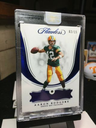 2018 Flawless Football AARON RODGERS Sapphire Gem Base 2/15 Green Bay PACKERS 2
