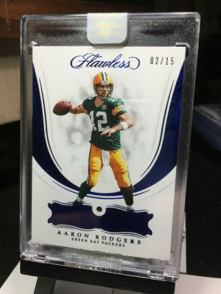 2018 Flawless Football AARON RODGERS Sapphire Gem Base 2/15 Green Bay PACKERS 3