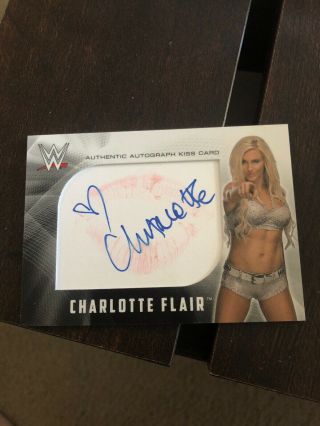 2017 Topps Wwe Authentic Autographed Charlotte Flair Kiss Card 15/24