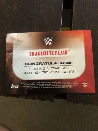 2017 Topps WWE Authentic Autographed Charlotte Flair Kiss Card 15/24 2