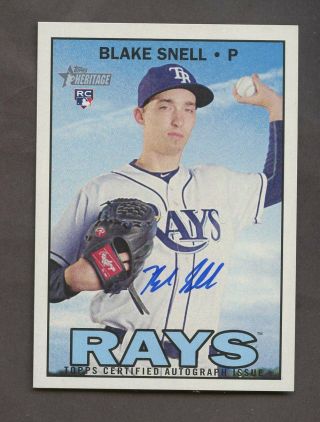 2016 Topps Heritage Real One Blake Snell Rc Rookie Auto Tampa Bay Rays