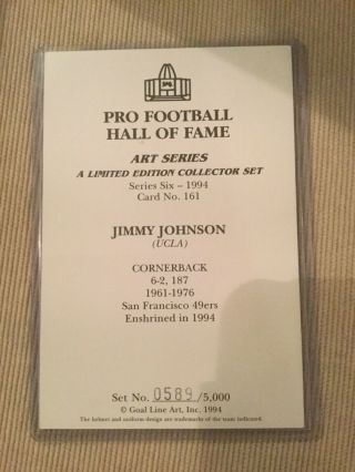 Jimmy Johnson 49ers CB Goal Line Art Card Autographed NFL HOF Series 6 2