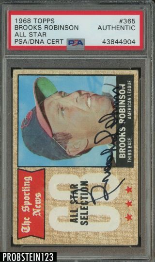 1968 Topps 365 Brooks Robinson Hof Signed Auto Orioles Psa/dna Authentic
