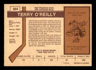 1973 - 74 O - Pee - Chee 254 Terry O ' Reilly Bruins Rookie NRMT (ref 59429) 2