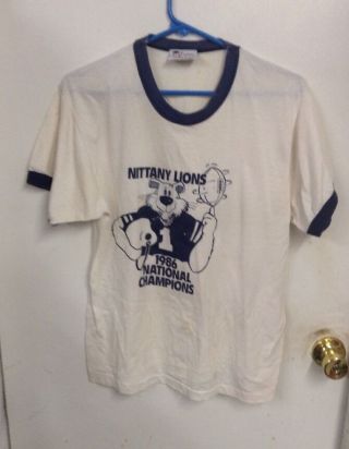 1986 National Champion Penn State Football T Shirt Size L