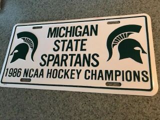 Michigan State Spartans Hockey National Champions 1986 Msu License Plate Jersey