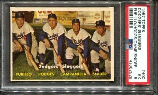 1957 Topps 400 Dodgers Sluggers Snider Campanella Psa 5 Hof Brooklyn Dodgers