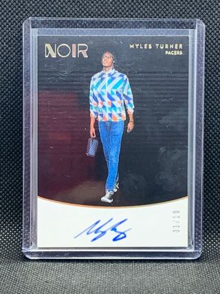 2018 - 19 Panini Noir Showtime Signatures Myles Turner On Card Auto 01/10 Pacers