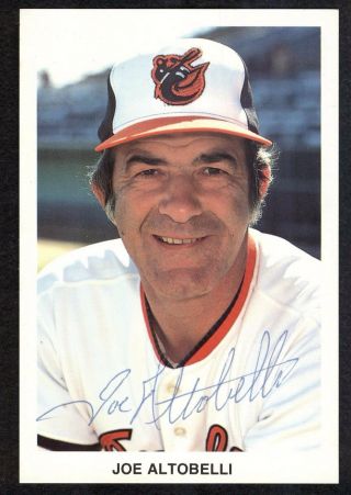 Joe Altobelli Signed Baltimore Orioles Team Issued Photo Postcard