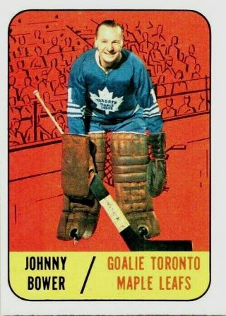 1967 - 68 Topps Johnny Bower 76 Ex,  Vintage Hockey Toronto Maple Leafs