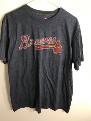 Official Mens Mlb Atlanta Braves T - Shirt Blue Size Lg