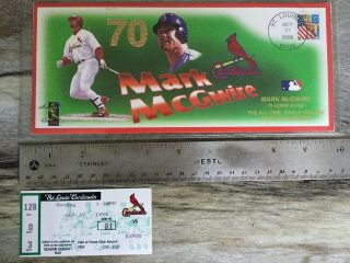Sep 27 1998 St Louis Cardinals Ticket Stub Mark Mcgwire 70th Hr,  Usps Envelope