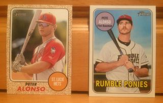 (1) Peter Alonso 2017 & 2018 Topps Heritage Minors Rookie Card Mets Hot Roy Qty