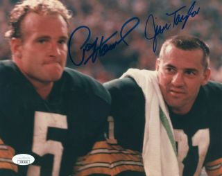 Paul Hornung & Jim Taylor Hof Signed 8x10 Photo Auto Autograph Jsa Packers