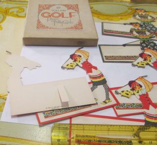 OLD VINTAGE VOLLAND ART DECO GOLF GOLFING SPORT TALLIES NAME PLACE CARDS W BOX 4