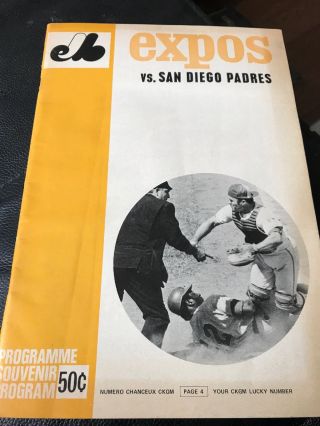 August 1969 Program San Diego Padres At Montreal Expos Baseball