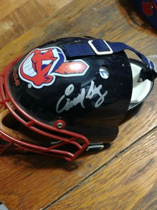 Einar Diaz Cleveland Indians Signed Mini Catchers Helmet