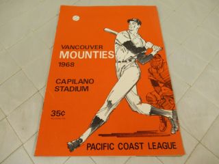 Vancouver Mounties Baseball Program 1968 Capilano Stadium Pacific Coast League