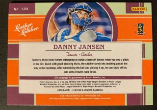 Danny Jansen 2019 Leather And Lumber Rookie Leather Signatures Auto Silver /99 3