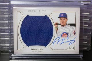 2019 Definitive Javier Baez Jumbo Game Jersey Auto Autograph 14/50 Cubs Tj