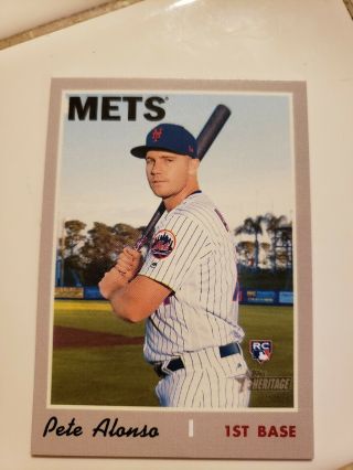 2019 Topps Heritage High Number Pete Alonso Rc Mini Variation /100 Mets