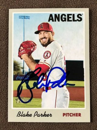 Blake Parker Signed 2019 Topps Heritage Autographed Auto Card Twins Angels