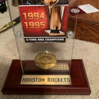 HOUSTON ROCKETS DISPLAY PLAQUE FOR THEIR ' 94 & ' 95 BACK - TO - BACK NBA CHAMPIONSHIP 3
