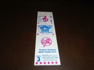 1976 K.  C.  Royals At York Yankees Game 3 Alcs Ticket Stub Chambliss Hr