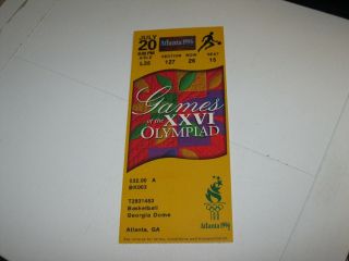 1996 Xxvi Atlanta Olympic Games Ticket Basketball