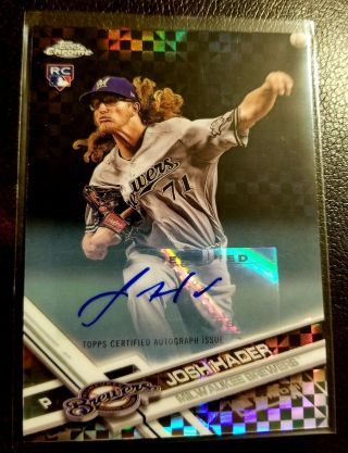 Josh Hader 2017 Topps Chrome Refractor Auto Rc /99 Autograph Brewers Rookie Hot