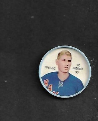 1961 - 62 Shirriff Salada Nhl Hockey Coin: 97 Vic Hadfield,  York Rangers