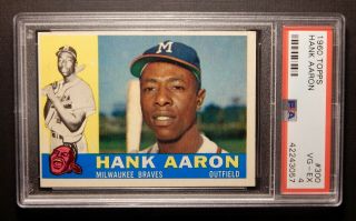 1960 Topps 300 Hank Aaron - - Psa Vg - Ex 4