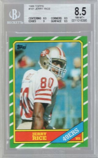 Jerry Rice 1986 Topps Rookie Rc 161 Bgs Nm - Mt,  8.  5 San Francisco 49ers Hof