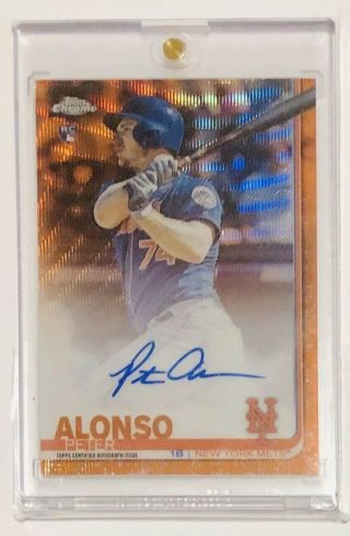Peter Pete Alonso 2019 Topps Chrome Orange Wave Rc Refractor Auto 09/25 Ssp