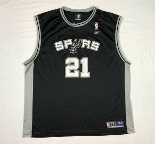 Vtg Reebok San Antonio Spurs Tim Duncan Mens Jersey 2xl Black Nba Basketball