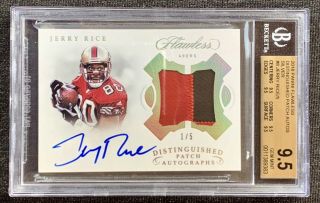 2018 Flawless Jerry Rice Distinguished Patch Bgs 1/5 9.  5 With 10 Auto Pop 1