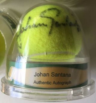 Johan Santana Signed Wilson U.  S.  Open Ace Tennis Ball Series 3 Authentic Holder