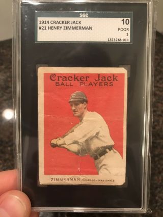 1914 Cracker Jack Henry Heinie Zimmerman Sgc 1 Tough Card