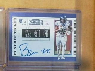 Benny Snell Jr.  2019 Panini Contenders Draft Playoff Ticket Auto 05/18 On Card