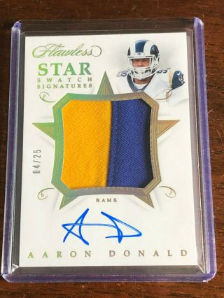 2018 Panini Flawless Aaron Donald Star Swatch 2clr Patch Auto 04/25 Rams