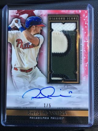 Rhys Hoskins 2019 Topps Diamond Icons 1/5 Red 4 - Clr Patch Auto Phillies 