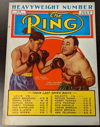 1939 The Ring Boxing Heavyweight July Joe Louis Tony Galento G/vg 51194