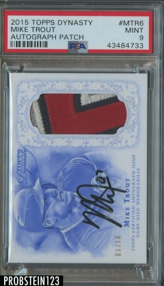2015 Topps Dynasty Mike Trout 4 - Color Patch Signed Auto 3/10 Angels Psa 9