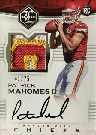 2017 Patrick Mahomes Ii Panini Limited Rc Rookie Patch Nameplate Auto ’d /75 