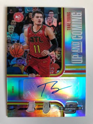 18 - 19 Contenders Optic Up & Coming Trae Young Rc Auto Card Silver Prizm 20/99