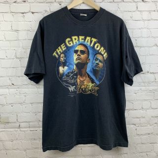 Men’s Vintage Wwf The Rock The Great One T - Shirt Black Xl Wrestling Shirt A2