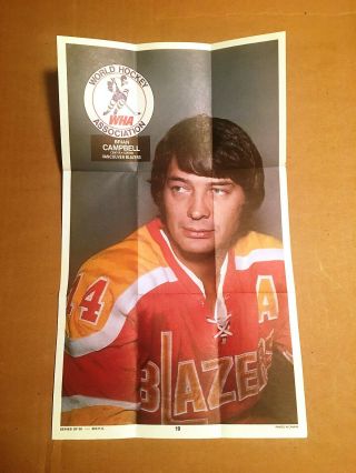 1973 - 74 Opc (o - Pee - Chee) Wha Hockey Poster: 19 Brian Campbell,  Vancouver Blazer